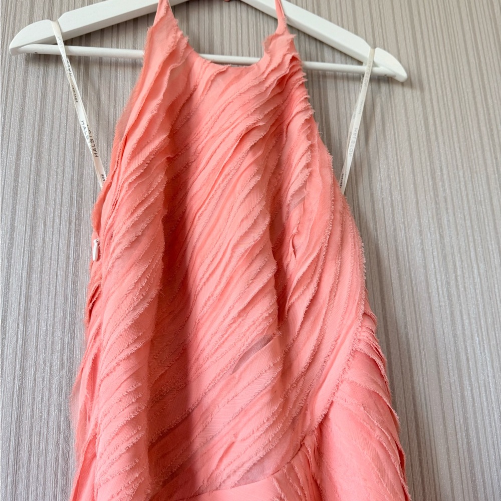 Halston Heritage Peach-Pink Satin-Lined Dress